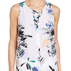 Halogen Button Front Wildflower Sleeveless Blouse